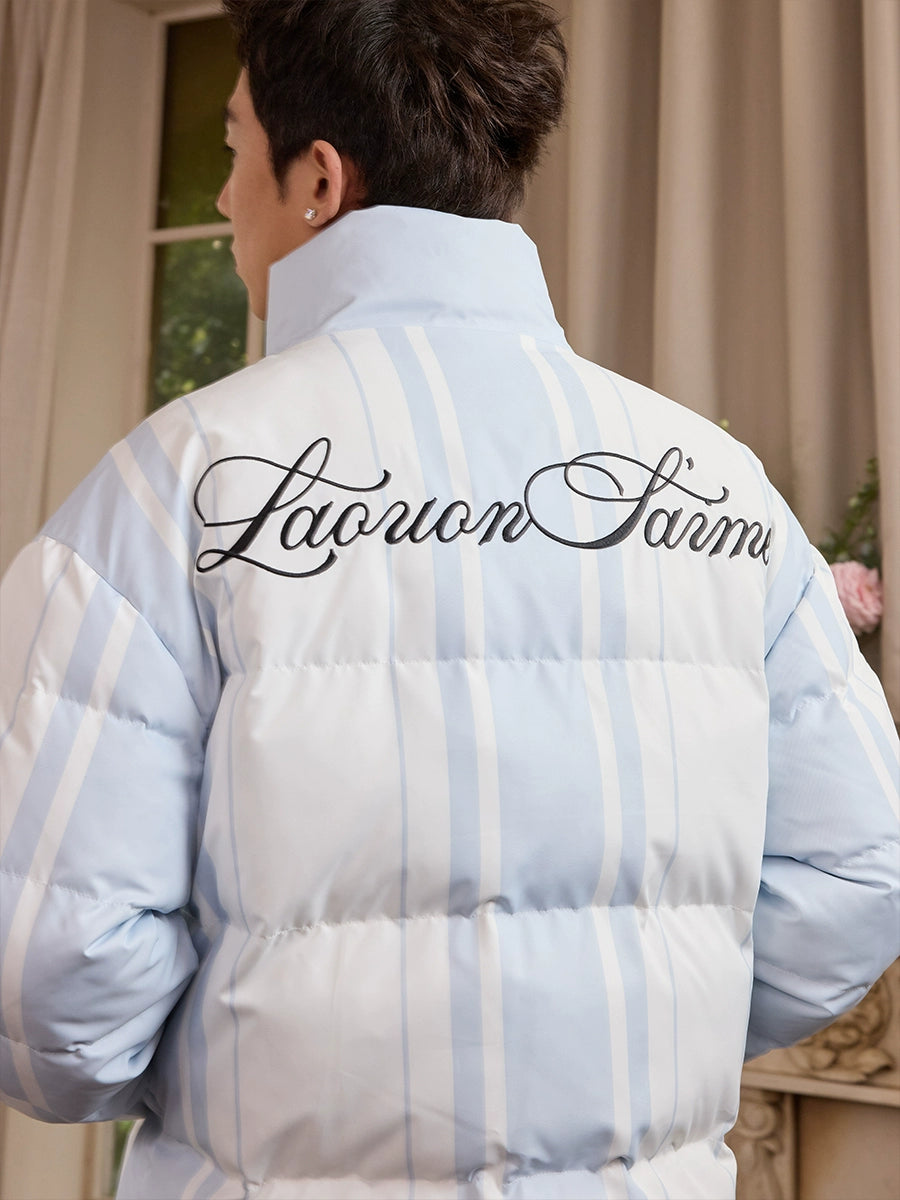 Harsh and Cruel Sport Stripe Football Club Logo Embroidered Puffer Jacket | Face 3 Face