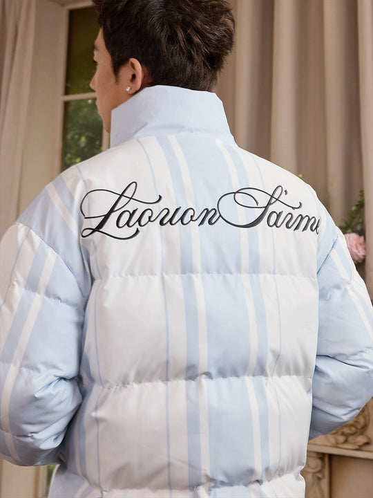 Harsh and Cruel Sport Stripe Football Club Logo Embroidered Puffer Jacket | Face 3 Face