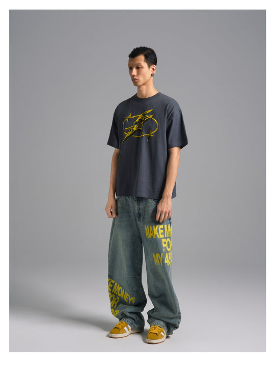 S45 Metal Star Font Printed Tee | Face 3 Face