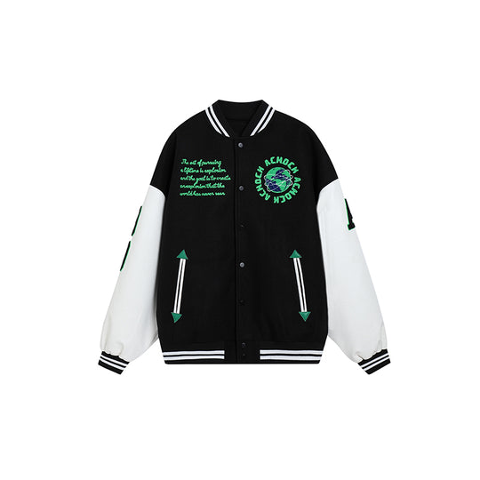 Baseball Jacket | Achock Earth Circle Logo Embroidery Baseball Jacket | Face 3 Face