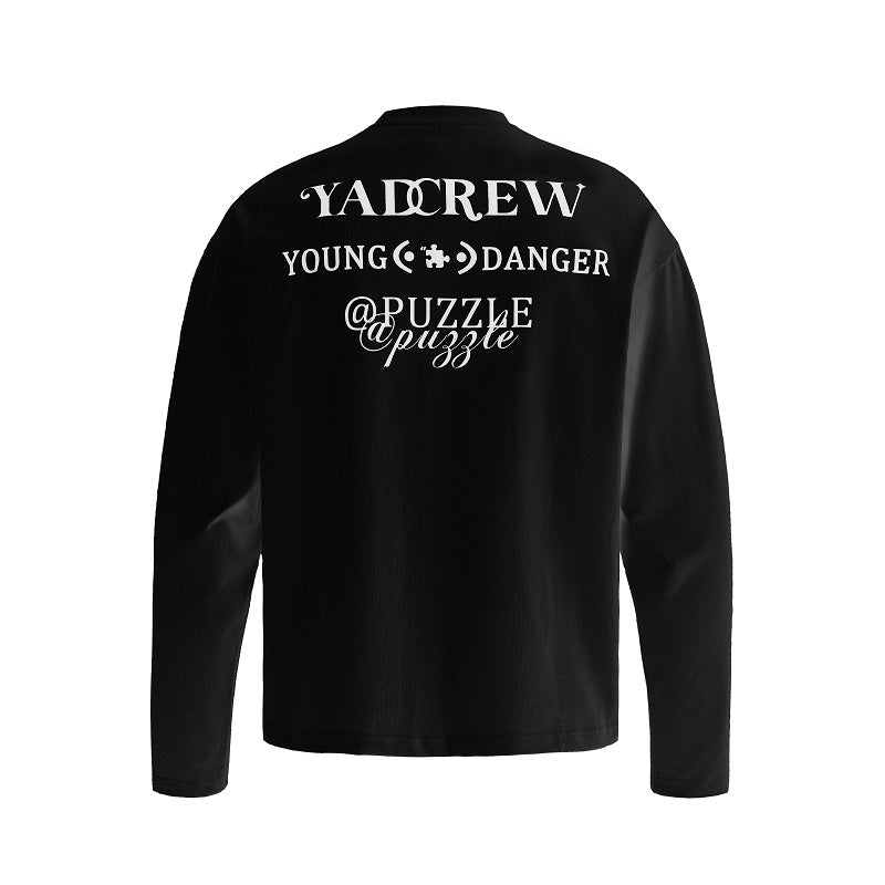 YADcrew Basic Printed Slogan Long Sleeve Tee | Face 3 Face