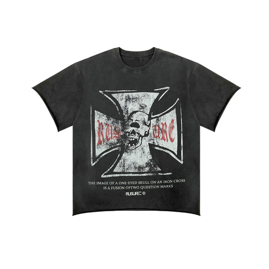 RUSURE Vintage Cross Skull Washed Tee | Face 3 Face