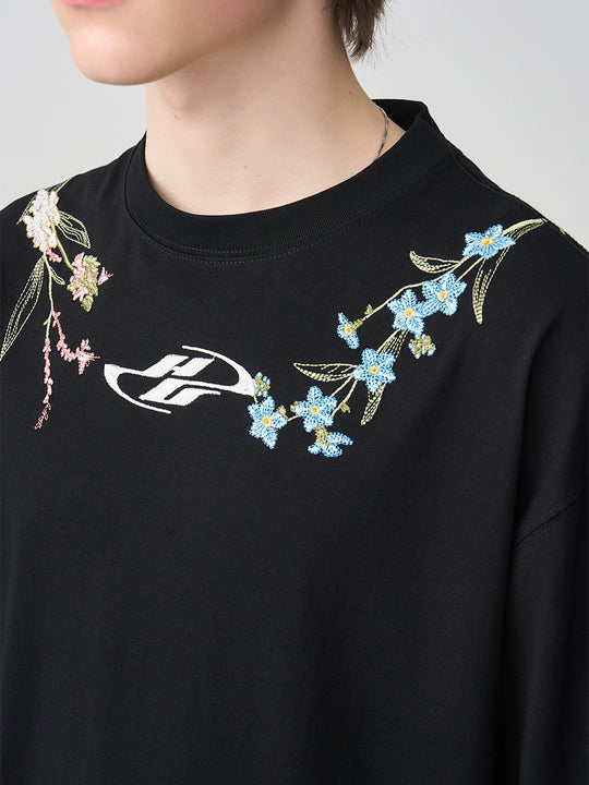 Harsh and Cruel Floral Collar Embroidery Tee