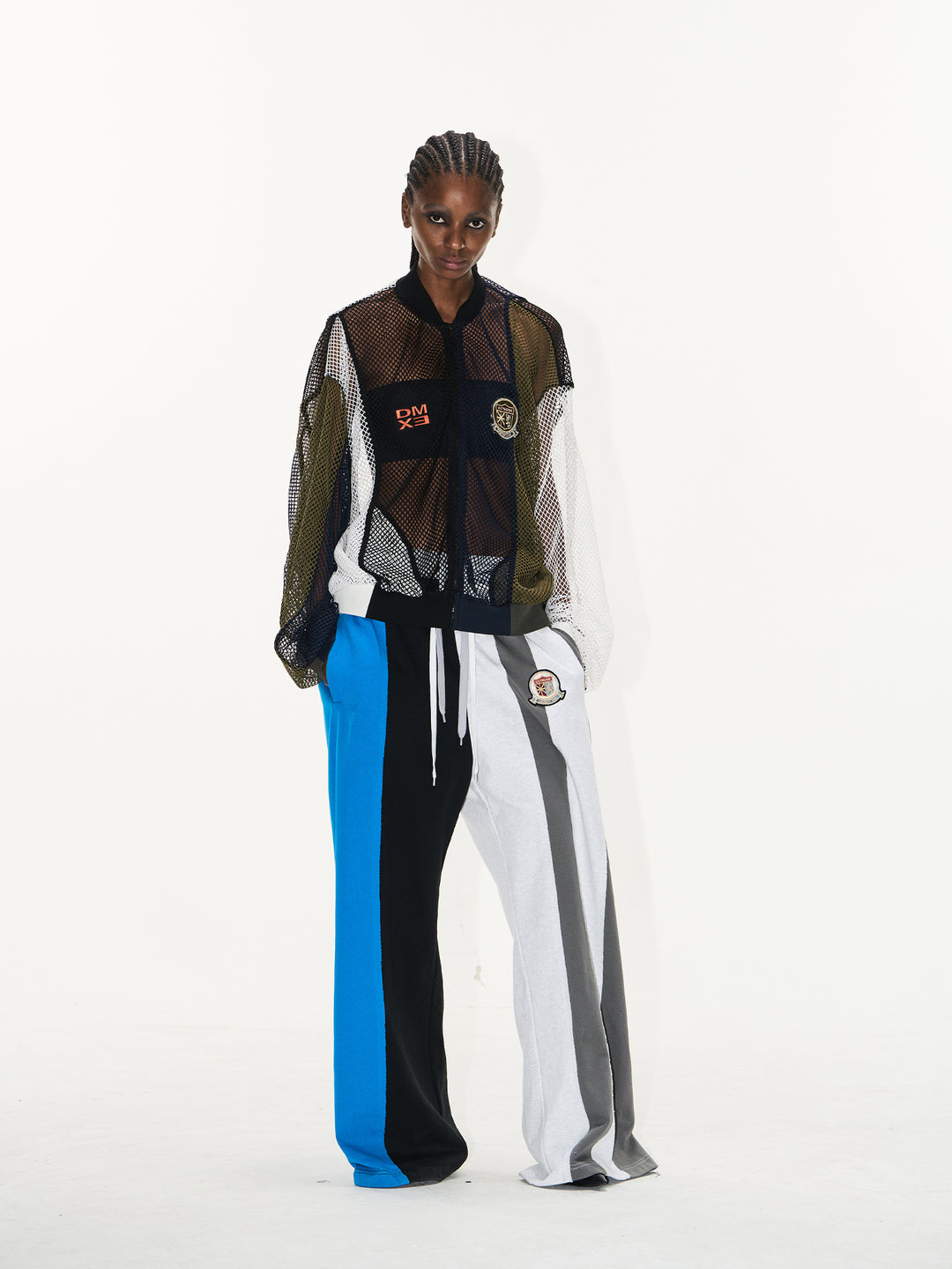 BLIND NO PLAN Colorblocked Mesh Embroidered Jersey Track Jacket | Face 3 Face