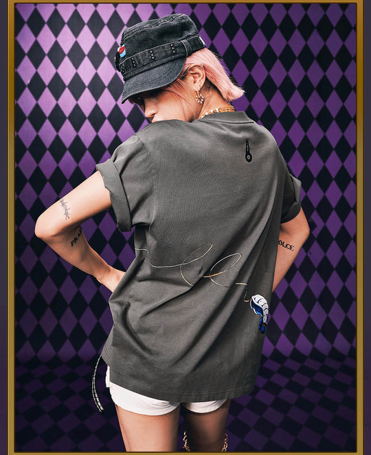 MEDM × JOJO Washed Distressed Character Print Tee | Face 3 Face