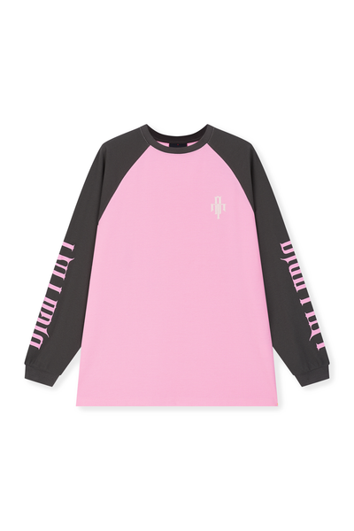 DICETINY Logo Print Raglan Color Blocked Waffle Long Sleeve Tee | Face 3 Face