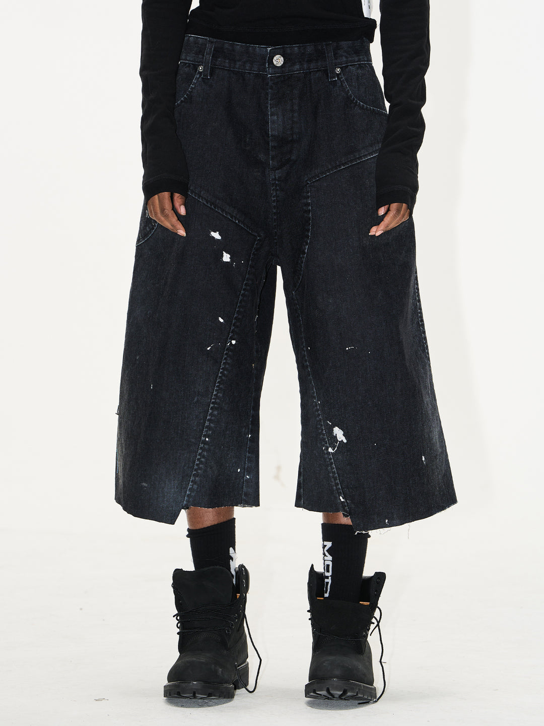 BLIND NO PLAN Washed Inked Flocked Denim Baggy Shorts | Face 3 Face