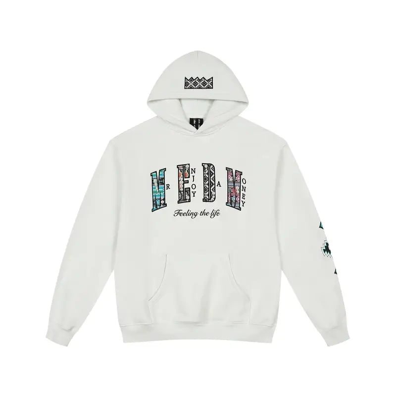 MEDM Ethnic Embroidered Patch Pearl Oversized Hoodie | Face 3 Face