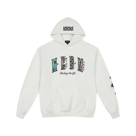 MEDM Ethnic Embroidered Patch Pearl Oversized Hoodie | Face 3 Face