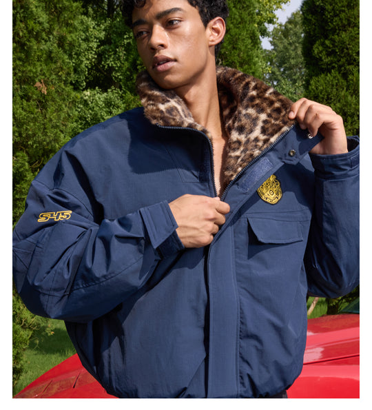 S45 Leopard Fur Lined Nylon Tactical Jacket | Face 3 Face