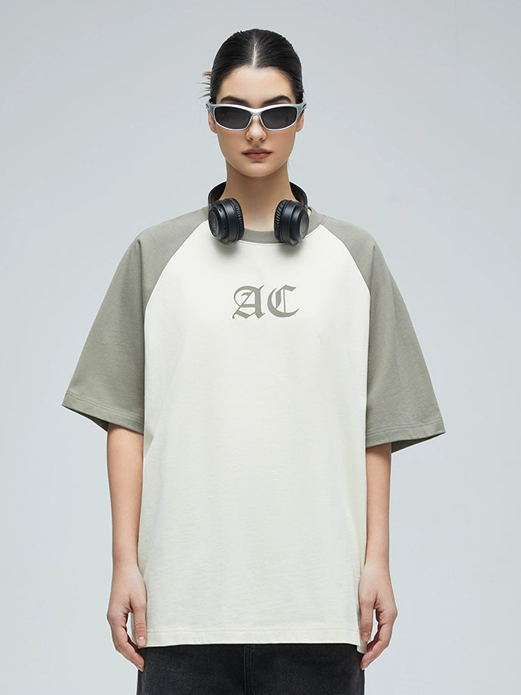AC Logo Print Raglan Sleeve Tee | Face 3 Face