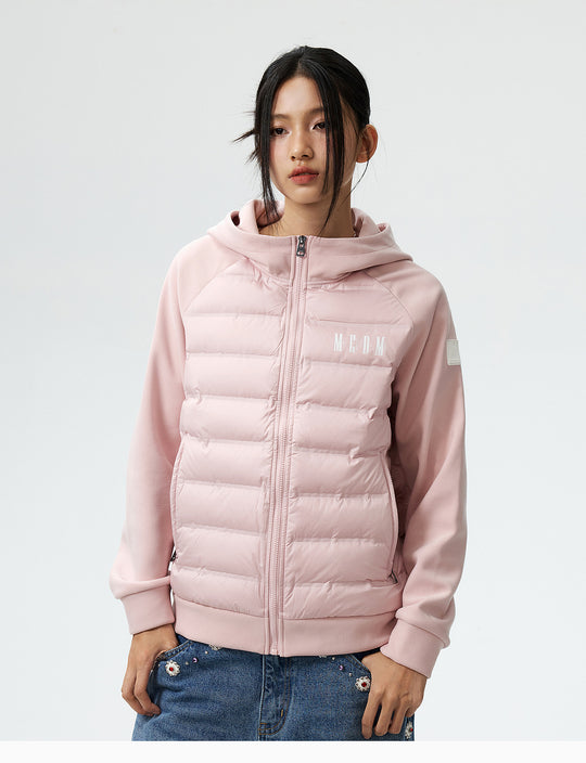 MEDM Patchwork Raglan Sleeve Lightweight Hooded Down Jacket | Face 3 Face
