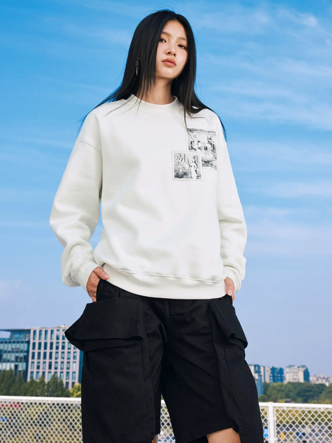 MEDM Angel Print Patch Sweatshirt | Face 3 Face
