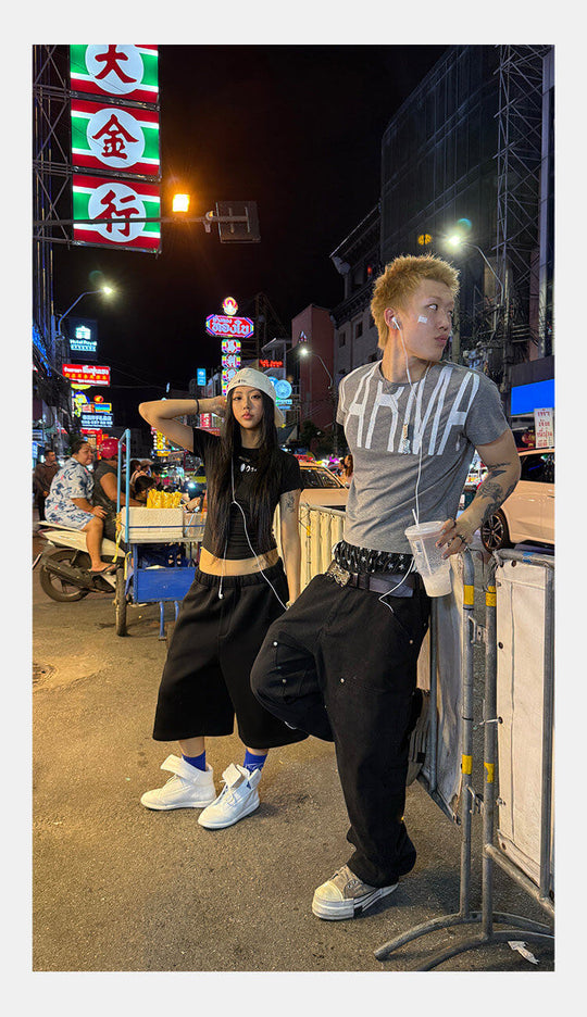 KARMANISTIC Glitter Logo Print Loose Fit Tee | Face 3 Face