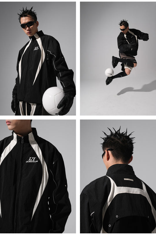 Labt Contrast Stitch Nylon Track Jacket | Face 3 Face