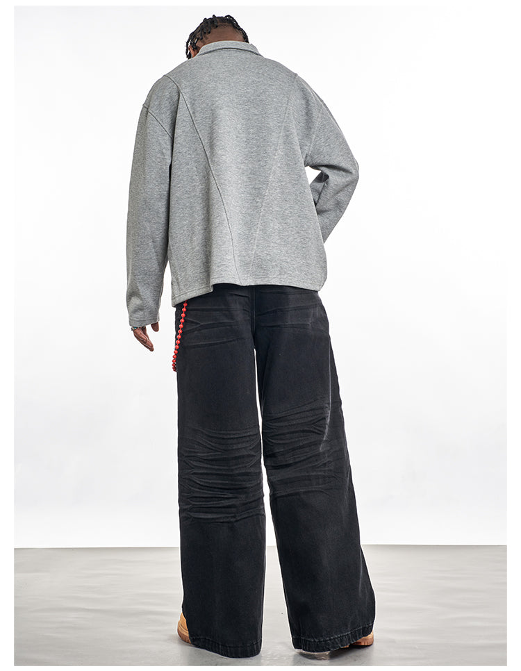 F3F Select Wrinkled Black Baggy Jeans | Face 3 Face