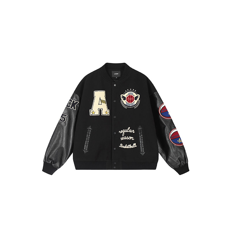 Achock Monogrammed Embroidered Flocked Baseball Jacket