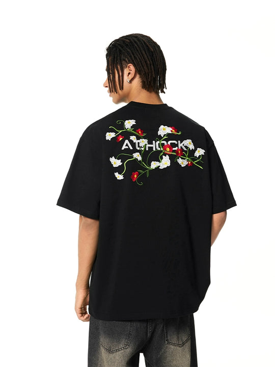 Graphic Tee | Achock Flower Logo Embroidery Tee | Face 3 Face