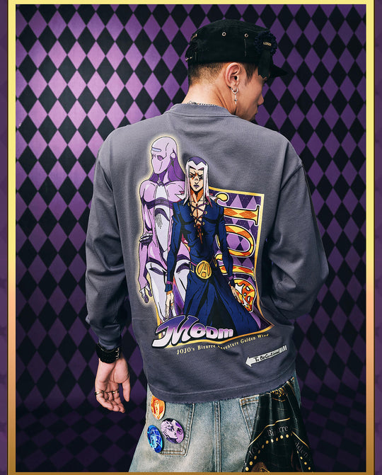 MEDM × JOJO Washed Distressed Character Print Long Sleeve Tee | Face 3 Face