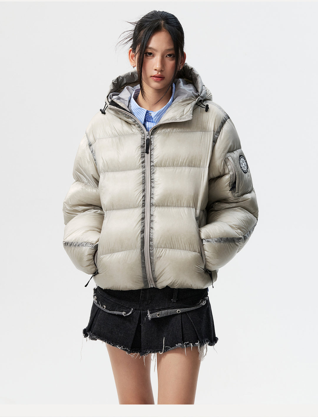 MEDM Hooded Sheer Down Jacket | Face 3 Face