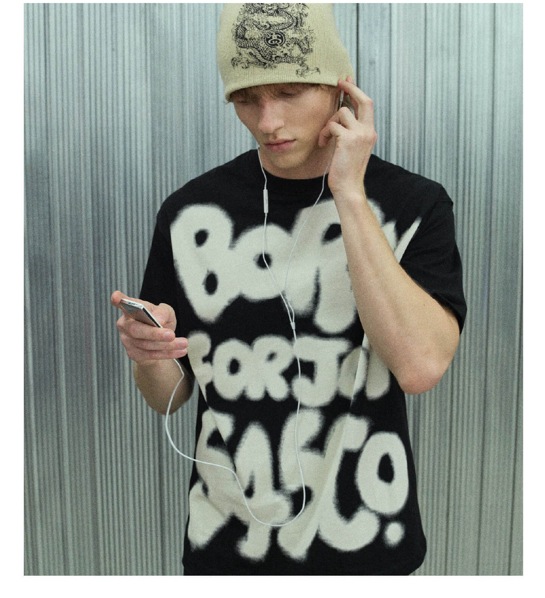 S45 Graffiti Letter Print Short Sleeve Tee | Face 3 Face