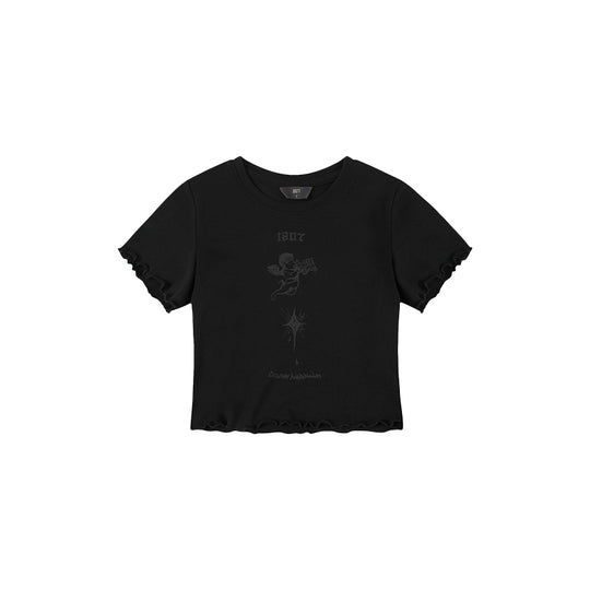 1807 Graffiti Angel Print Cropped Slim Tee | Face 3 Face
