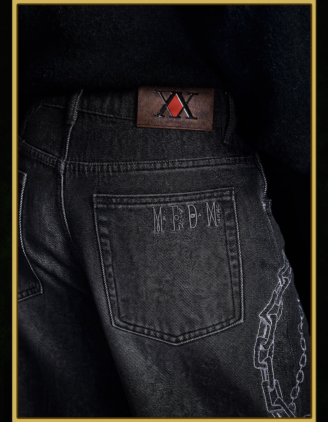 MEDM × HUNTER×HUNTER Kurapika Chain Embroidered Jeans