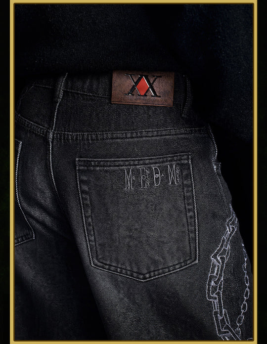 MEDM × HUNTER×HUNTER Kurapika Chain Embroidered Jeans