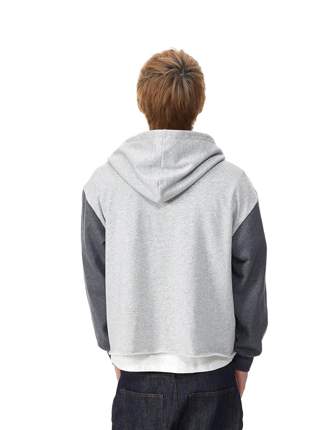 EVILKNIGHT(EK) Color Block Sleeve Cutoff Zip Up Hoodie | Face 3 Face