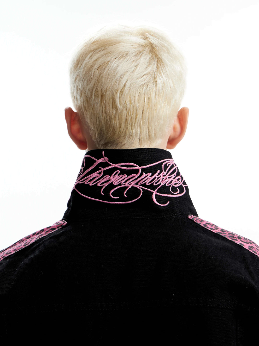 KARMANISTIC Pink Leopard Print Patchwork Denim Jacket | Face 3 Face