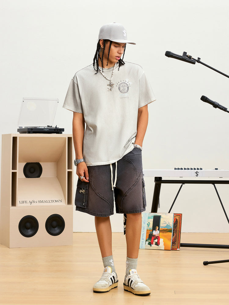 Small Town Kid Dirty Washed Star Cross Tee | Face 3 Face