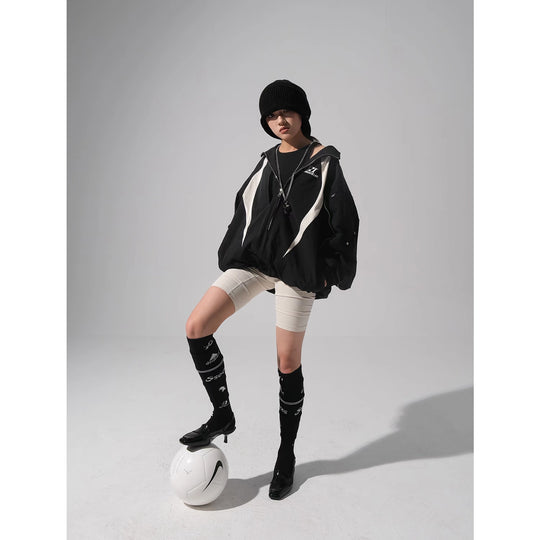 Labt Contrast Stitch Nylon Track Jacket | Face 3 Face