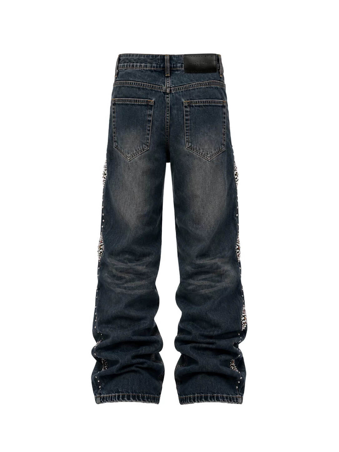 KARMANISTIC Studded Crystal and Leather Side Design Washed Jeans | Face 3 Face