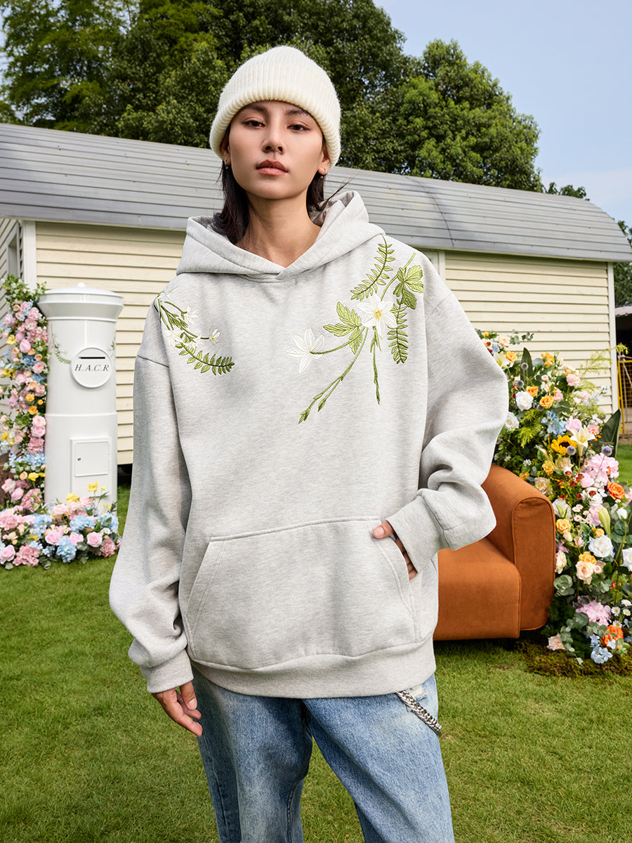 Harsh and Cruel Floral Garland Embroidered Text HACR Hoodie | Face 3 Face