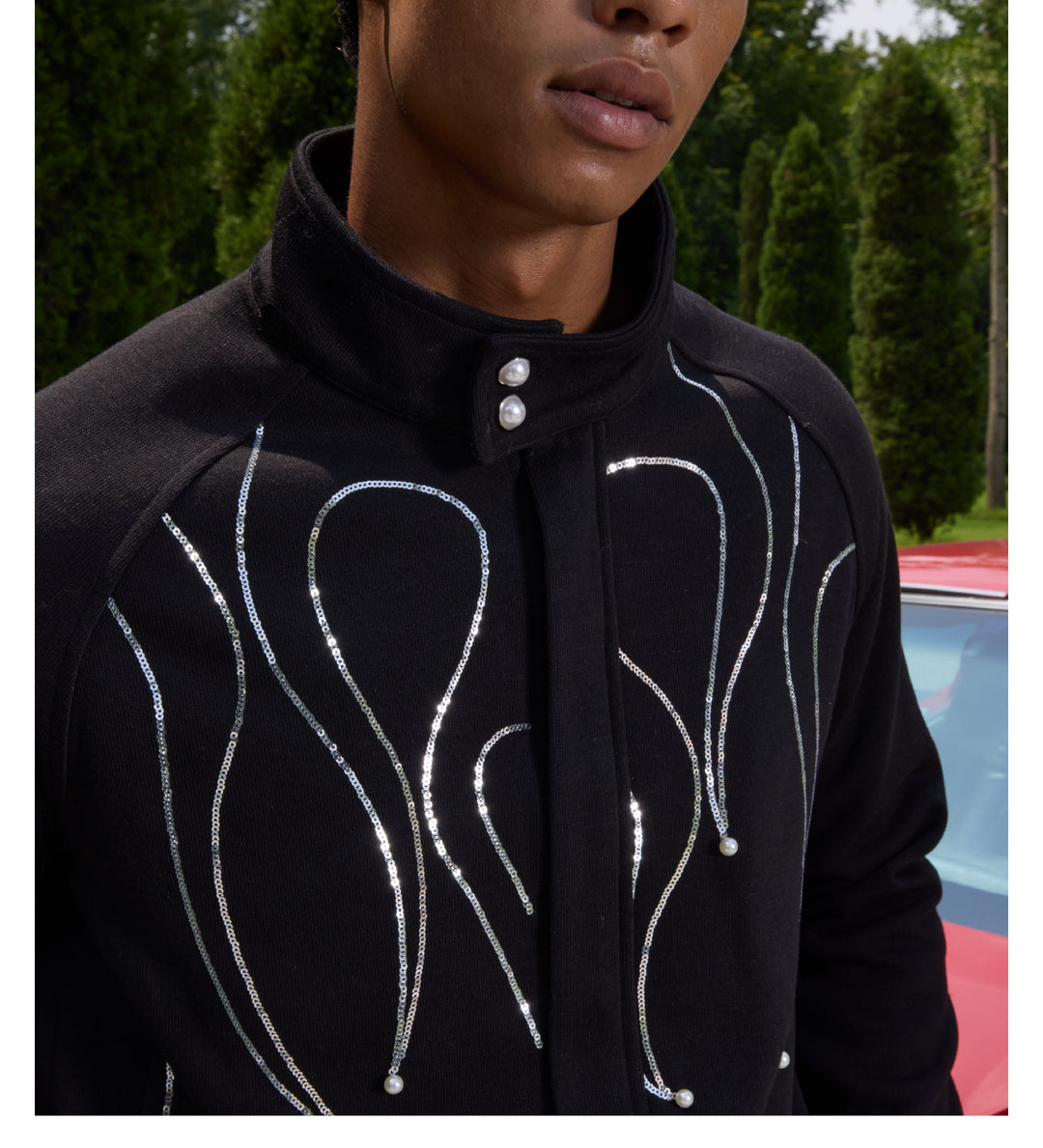 S45 Flame Sequin Wool Harrington Jacket | Face 3 Face