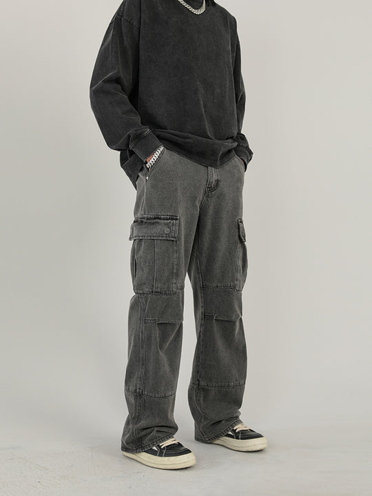 F3F Select Washed Patchwork Multi Pocket Work Cargo Pants