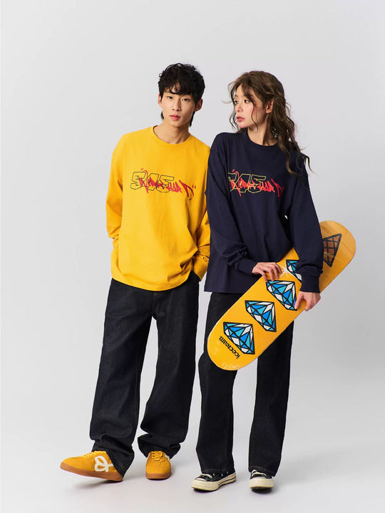 S45 Graffiti Font Typography Long-Sleeve Tee | Face 3 Face