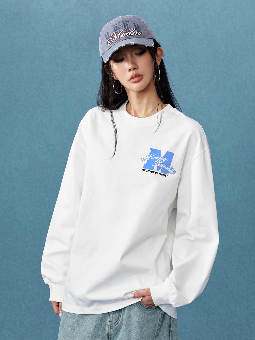 MEDM Basic M Logo Printed Long Sleeve Tee | Face 3 Face