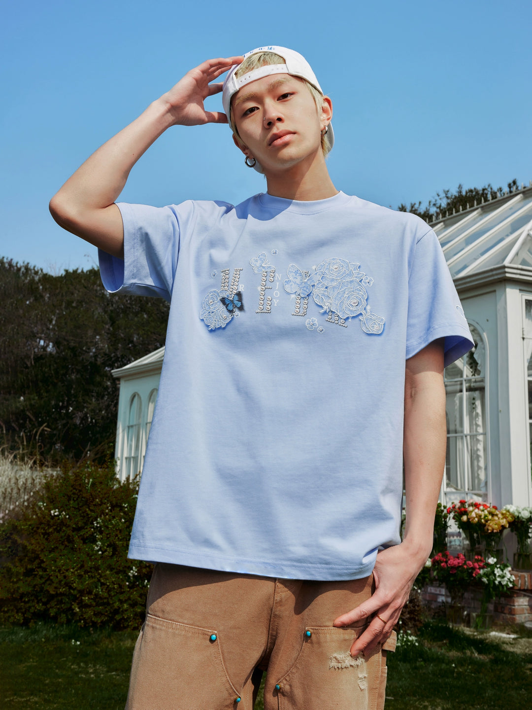 MEDM Lace Floral Rose Pearl Print Tee | Face 3 Face