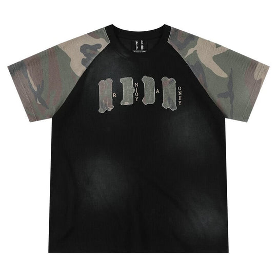 MEDM Camouflage Logo Patch Waffle Raglan Short Sleeve Tee | Face 3 Face