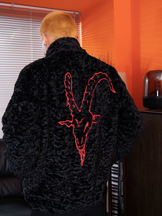TGFCLUB Goat Embroidered Sherpa Fleece Jacket | Face 3 Face