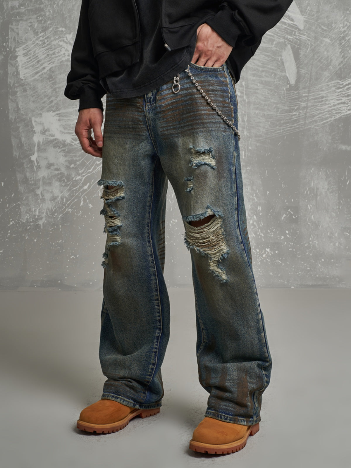 F3F Select Dirty Dye Hole Blast Wash Jeans | Face 3 Face