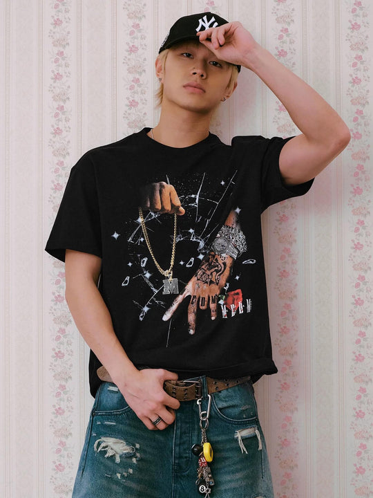 MEDM Jewelry Graphic Print Short Sleeve Tee | Face 3 Face