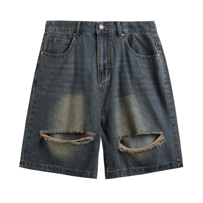F3F Select RetroWashed Old Holes Wide Denim Short Jeans