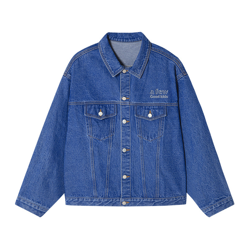 AFGK Three Angels Bright Line Embroidery Denim Jacket