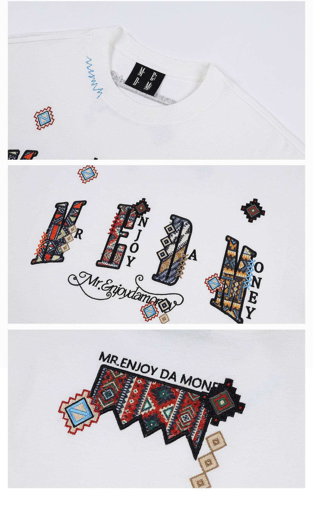 MEDM Ethnic Patch Embroidered Long Sleeve Tee | Face 3 Face