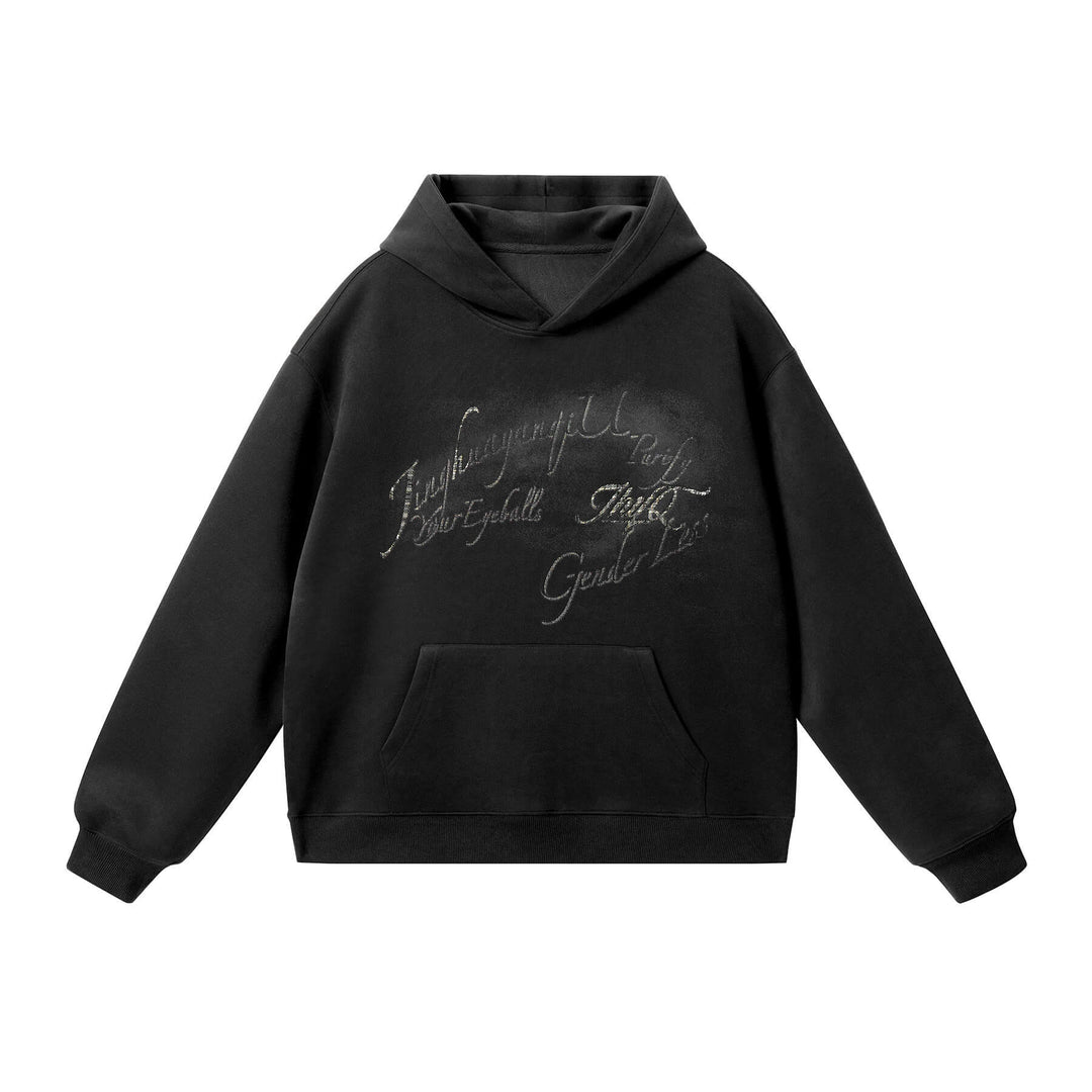JHYQ Vintage Gradient Lettering Print Hoodie | Face 3 Face