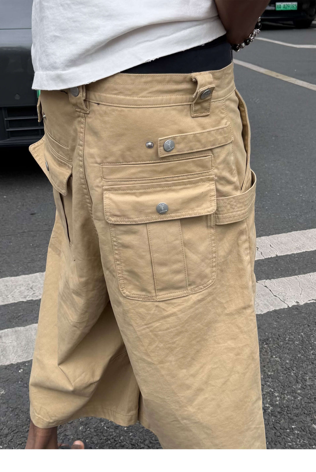 STEEPC Double Hammer Loop Button Fly Baggy Shorts | Face 3 Face