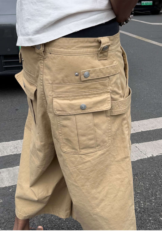 STEEPC Double Hammer Loop Button Fly Baggy Shorts | Face 3 Face