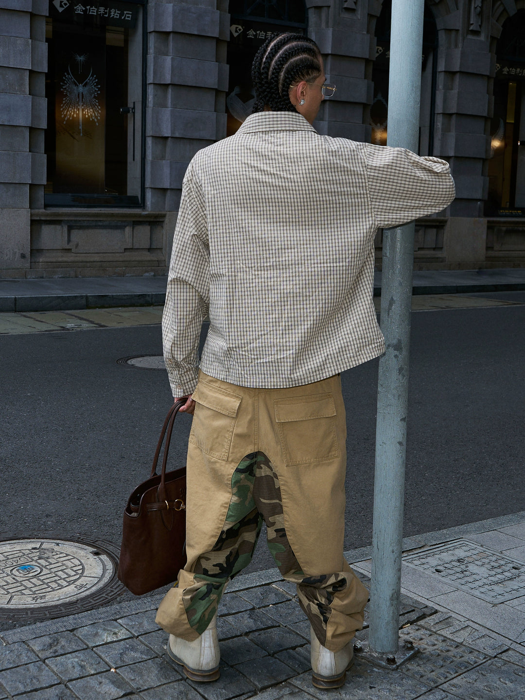 STEEPC Plaid Patch Embroidered Long Sleeve Shirt | Face 3 Face